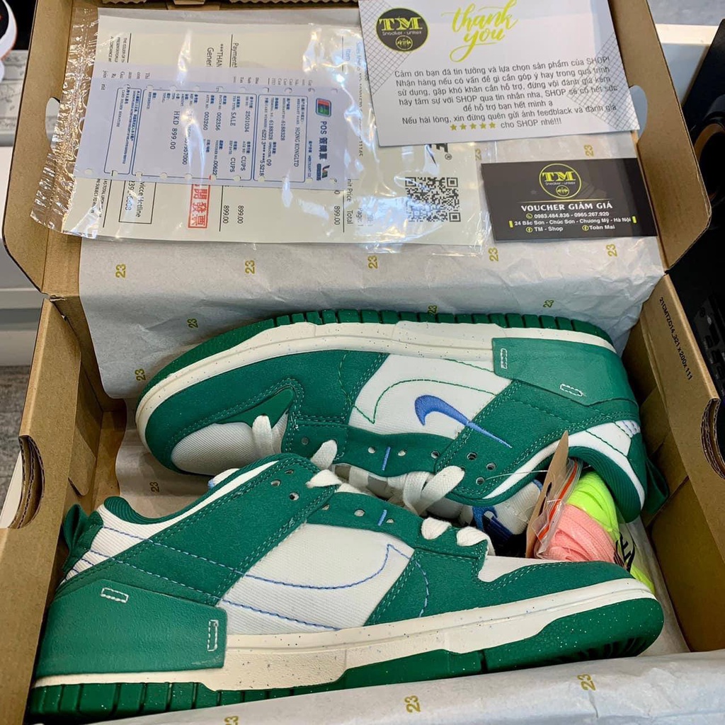 Giày SB Dunk Low Disrupt 2 Pale Ivory xanh lá - Bản cao cấp Fullbox và phụ kiện có sẵn +tặng tất