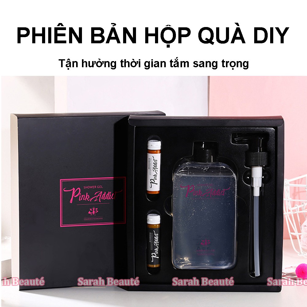 [ CHÍNH HÃNG ] Sữa Tắm Nước Hoa Pink Addict Siêu Thơm Combo (400ml+2lọ tinh dầu) - Sarah Beaute MP77