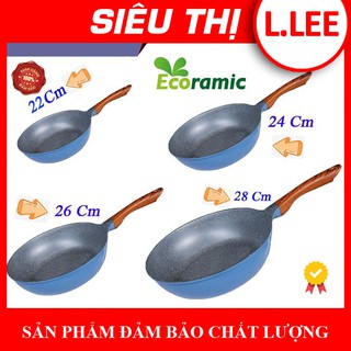 Chảo sứ ceramic ECORAMIC đáy từ vân đá chống dính size 22 - 24 - 26 - 28 tay cầm chịu nhiệt chảo gốm sứ