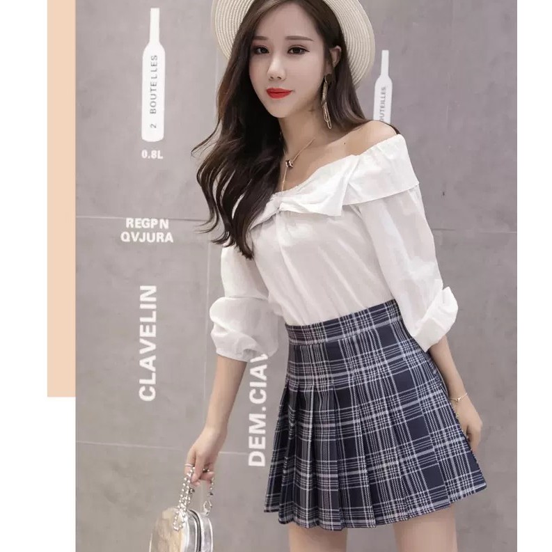 Chân váy xếp ly Tennis kẻ Caro lưng cao phong cách Hàn Quốc siêu HOT | BigBuy360 - bigbuy360.vn