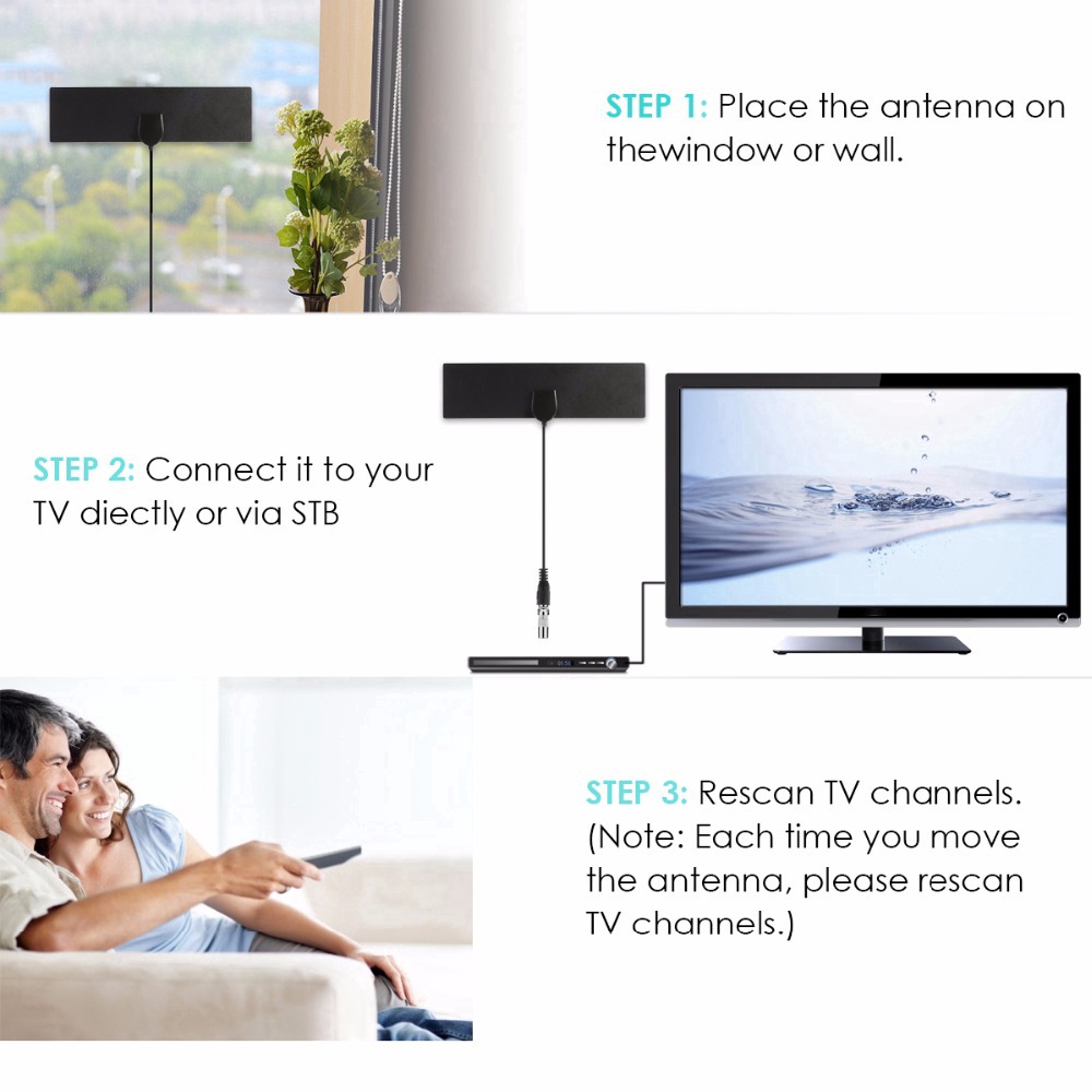 Ăng-ten TV truyền hình kỹ thuật số trong nhà DVB-T2 độ phân giải HD 1080P chất lượng cao
