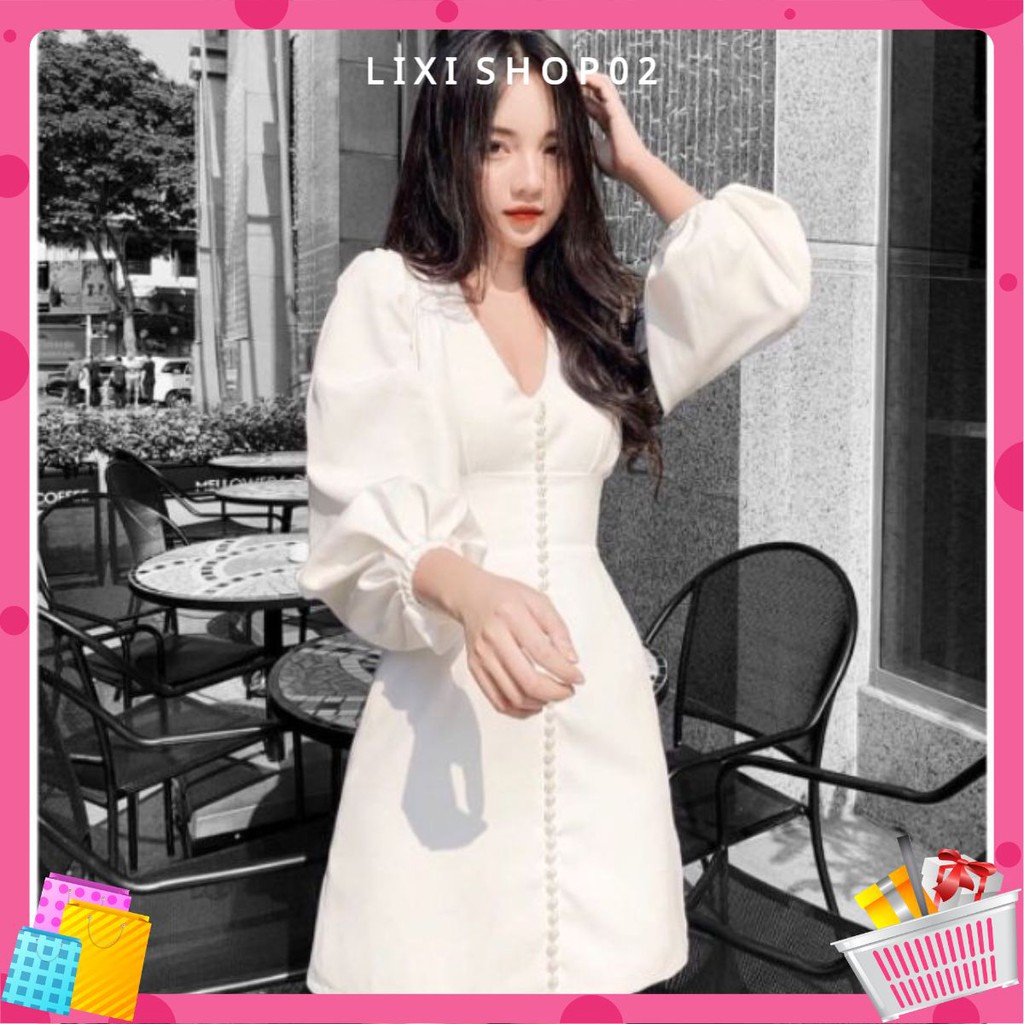 Đầm dự tiệc màu trắng tay phồng dạo phố xinh xắn mã [V20 CUOM] | BigBuy360 - bigbuy360.vn