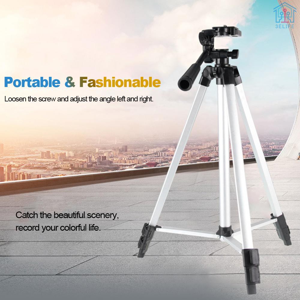 【E&amp;V】STB-3110 35-102cm Aluminum Alloy Tripod Portable Lightweight Travel 3-sections Stand w/Phone Holder 1/4