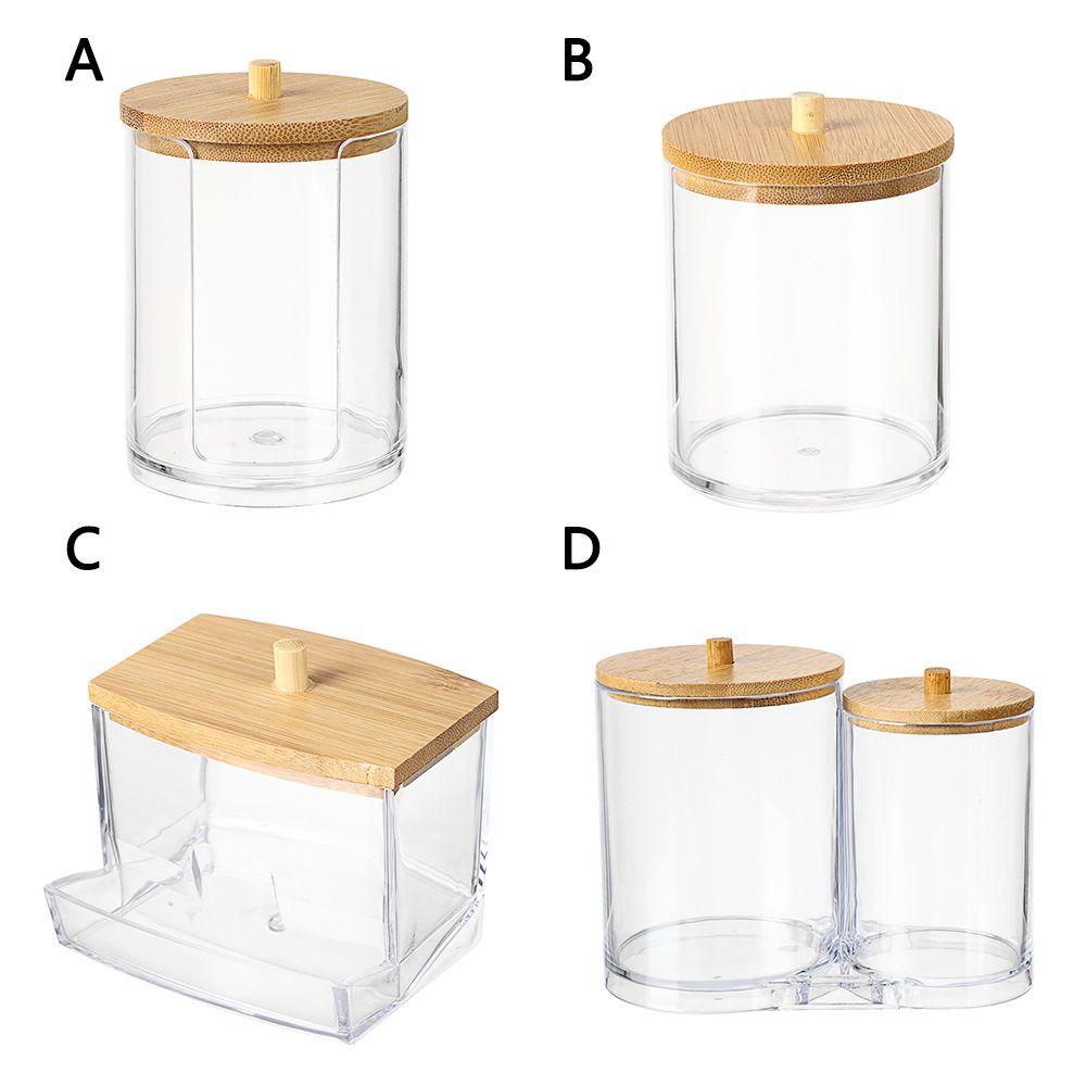 Hộp Đựng Tăm Bông Trang Điểm Bằng Acrylic Hình Tròn Giá Đỡ