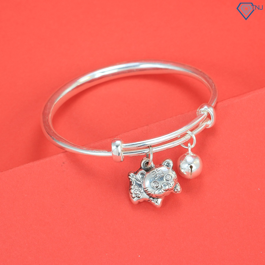 Quà thôi nôi, đầy thàng cho bé - Lắc bạc cho bé khắc tên hình con hổ LTT0069 - Trang Sức TNJ