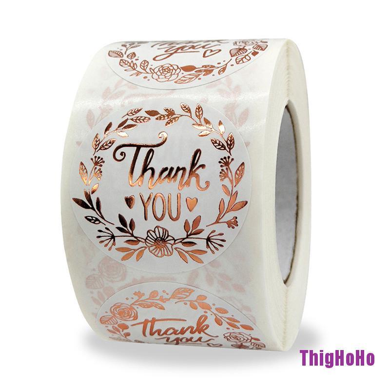 Cuộn Sticker Lá Vàng Hình Chữ Thank You 1.5inch Dùng Trang Trí Phong Bì