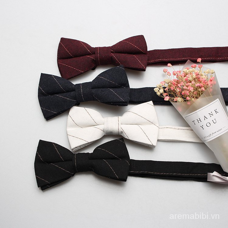 Cà vạt nơ màu trơn chất liệu cotton thời trang lịch lãm cho nam