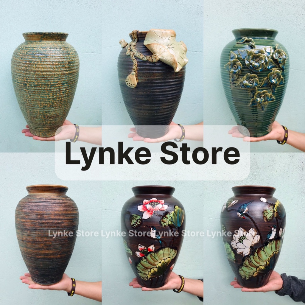 Bình Hoa Lọ Hoa Dáng Vò Men Mộc Nhiều Mẫu Gốm Sứ Bát Tràng - Lynke Store