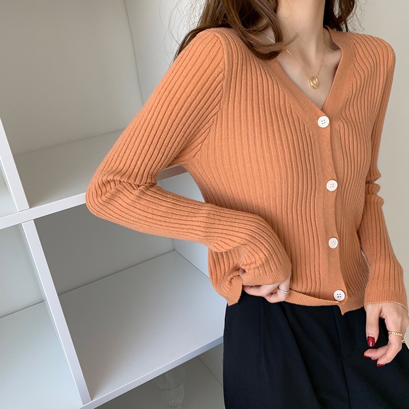 Áo khoác cardigan Pure Cube dệt kim cổ chữ V dáng rộng phong cách Hàn Quốc thời trang thu đông cho nữ