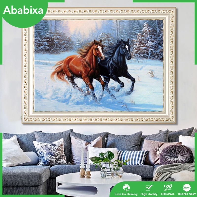 Tranh Thêu Chữ Thập Đính Đá 5d Tự Làm Hình Ngựa Con