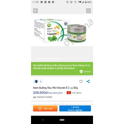 Combo 2hộp Kem dưỡng Rau má Vitamin E GT Pharma mụn nhọt, rôm sẩy, mẩn ngứa, mềm da