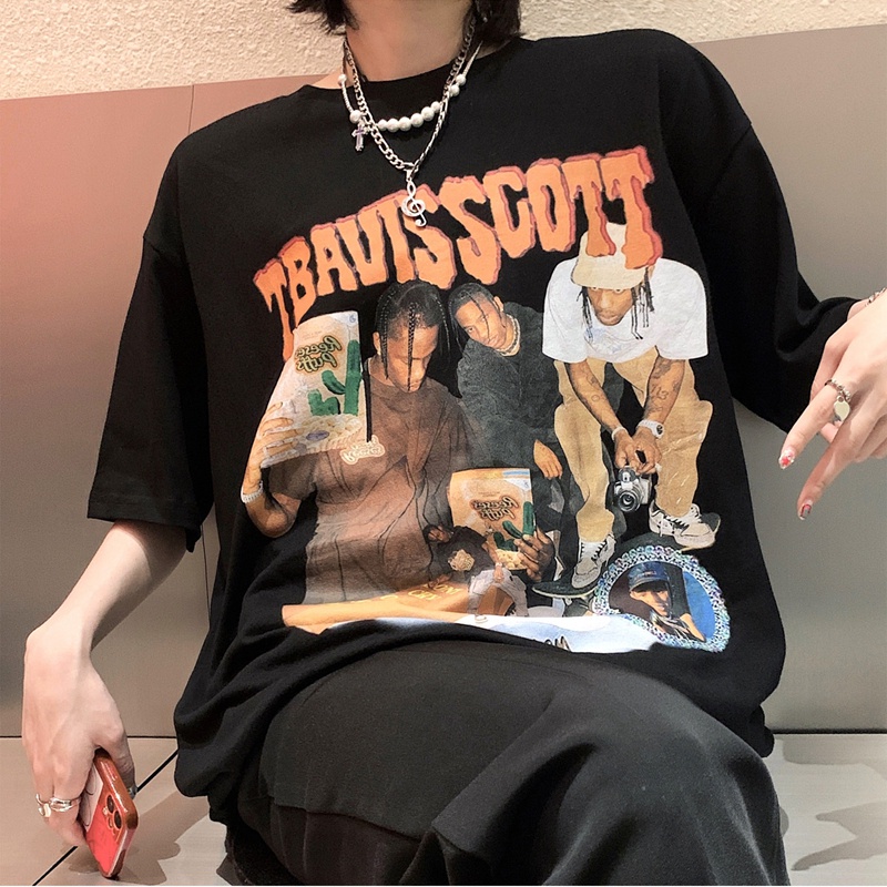 Xiaozhainv Áo Thun Tay Ngắn Cổ Tròn Dáng Rộng In Hình Thời Trang Vintage Hàn Quốc Dành Cho Nữ