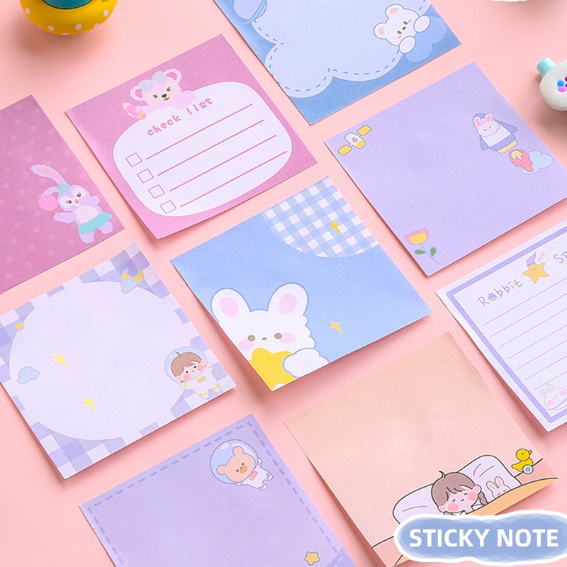 Set 80 giấy ghi chú dày dặn đa năng họa tiết hoạt hình xinh xắn
