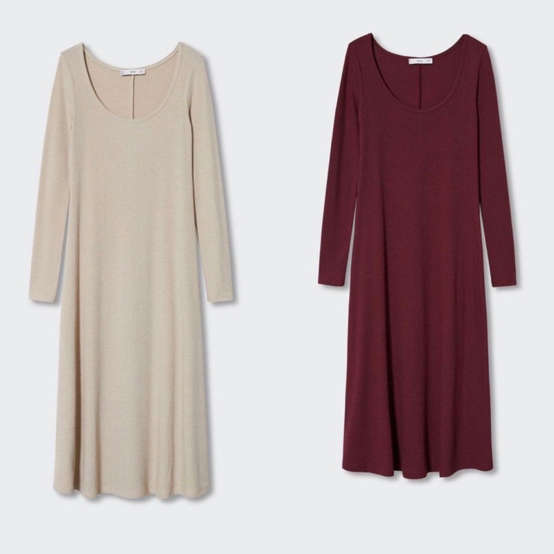 Đầm mango xịn bigsize thun gân midi