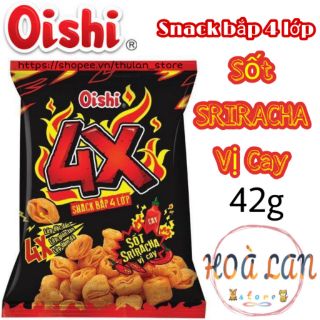 Bánh Snack Oishi® Bắp 4X lớp sốt SCRIRACHA vị cay gói 42g