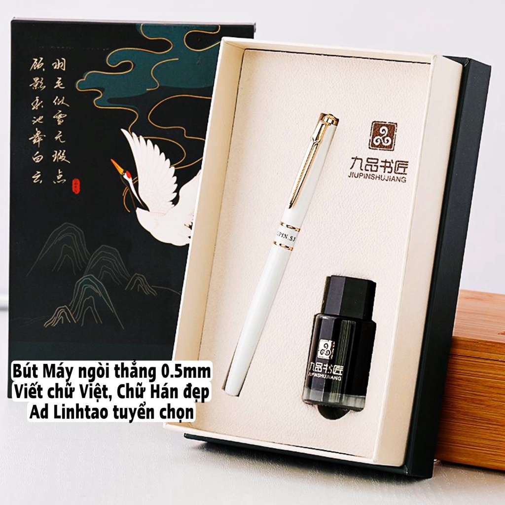 Bút máy Ngọc trắng 0.5mm cao cấp giá rẻ ngòi cong viết thư pháp Hán, Việt đẹp - LTNC02