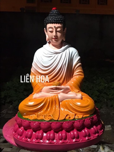 Tượng Phật Thích Ca màu cam cao 40cm