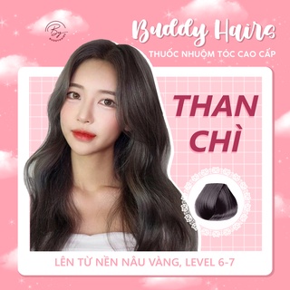 Thuốc nhuộm tóc màu Than chì lên từ nền đen không phải dùng Thuốc tẩy tóc Buddy của Buddyhairs tặng kèm găng tay mũ trùm