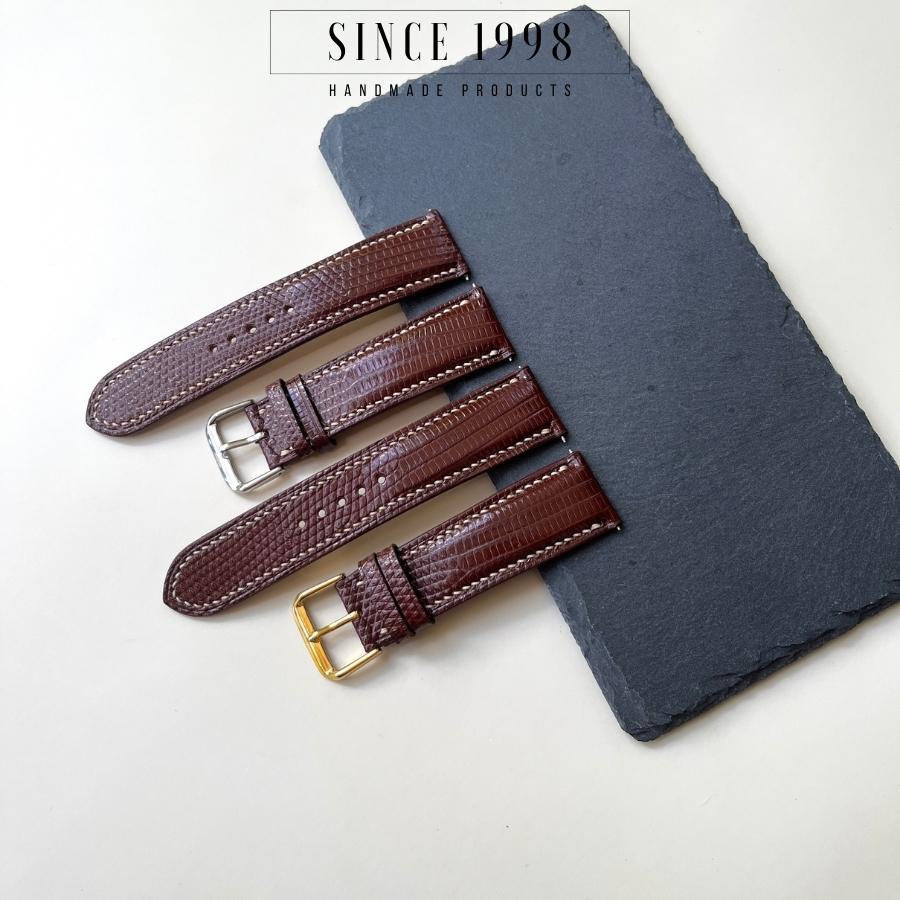 Dây Da Đồng Hồ Nam Kỳ Đà 20mm 22mm, Da Thật, Handmade, Chống Nước, Chính Hãng, Bảo Hành 12 Tháng