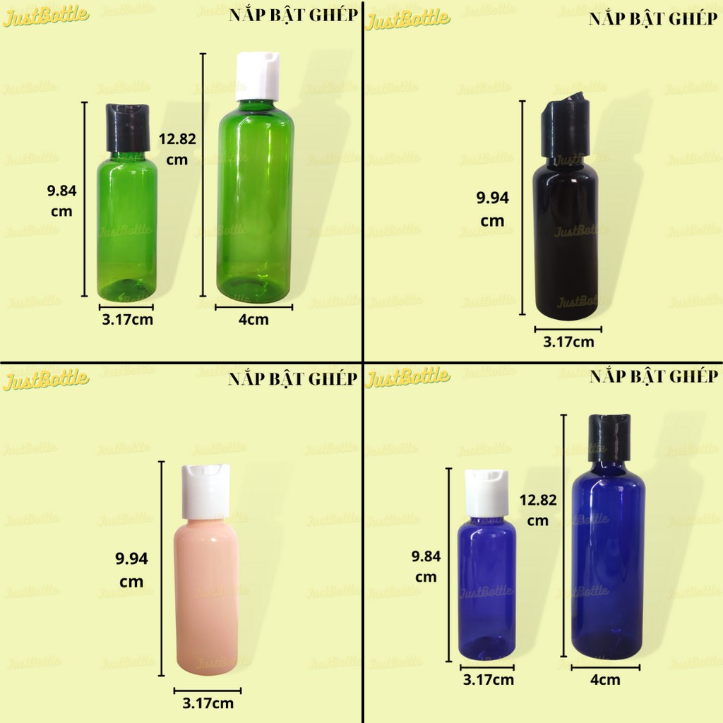 LỌ CHIẾT MỸ PHẨM NẮP BẬT GHÉP PRESS 30ml 50ml 100ml 150ML 200ml 250ml 300ml CHAI NHỰA PET Trong suốt Nâu Xanh Trắng Hồng