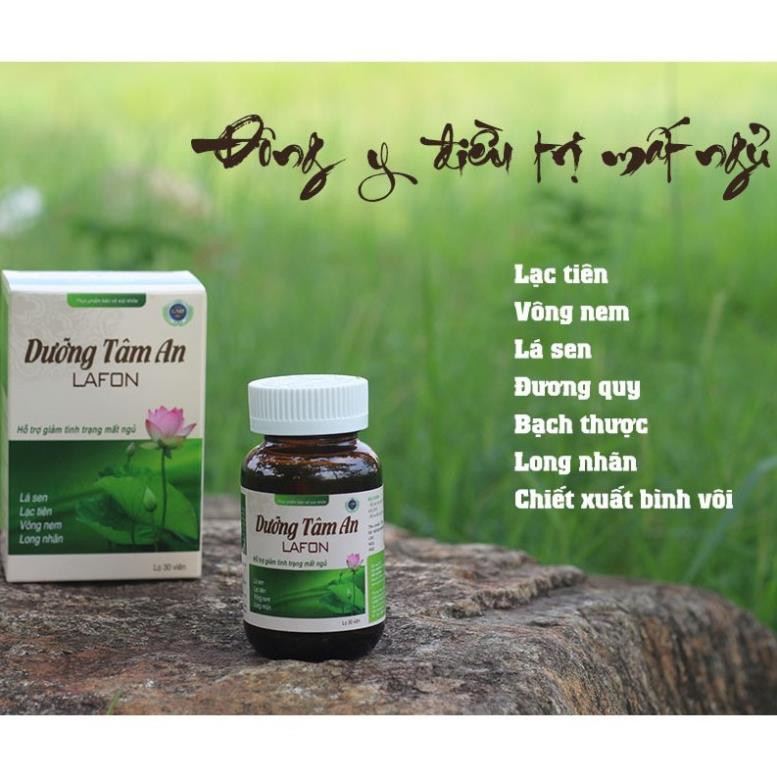 Viên uống Dưỡng Tâm An Lafon hộp 30 viên giúp ngủ ngon và sâu giấc, hỗ trợ mất ngủ Hàng Chính Hãng Công Ty