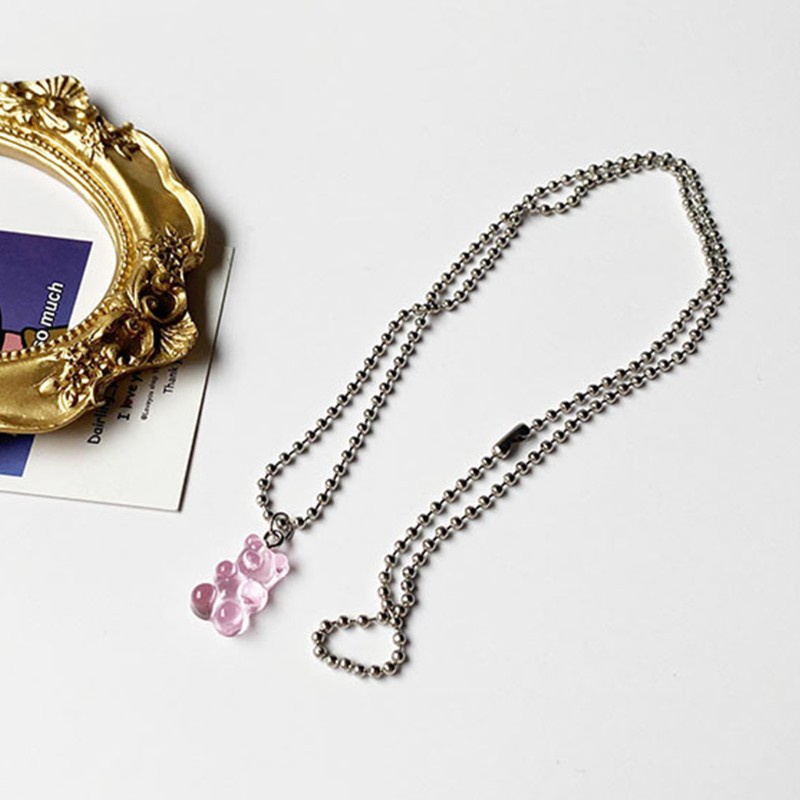 vòng cổ Mặt Hình Gấu Gummy Hoạt Hình Bằng Nhựa Resin Màu Kẹo Cho Nữ