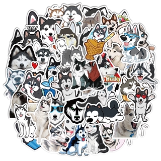Set 50 miếng dán trang trí hình chú chó Husky ngộ nghĩnh