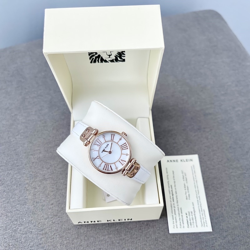 Đồng hồ nữ ANNE KLEIN model AK/2718RGWT dây da trắng tinh khôi sang trọng