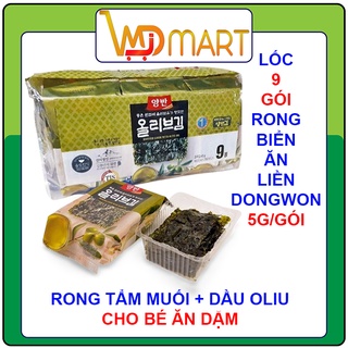 LỐC 9 GÓI RONG BIỂN ĂN LIỀN DONGWON HÀN QUỐC VỊ DẦU OLIVE 5G/GÓI