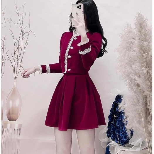 sét váy nhung nữ thiết kế, đầm nhung tay dài,chất lỳ hàn quốc cao cấp | BigBuy360 - bigbuy360.vn