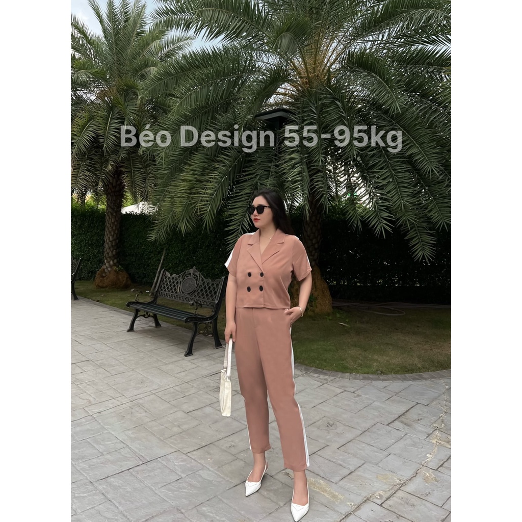 Set bộ bigsize nữ Béo Design Set vest phối dọc 51kg đến 95kg
