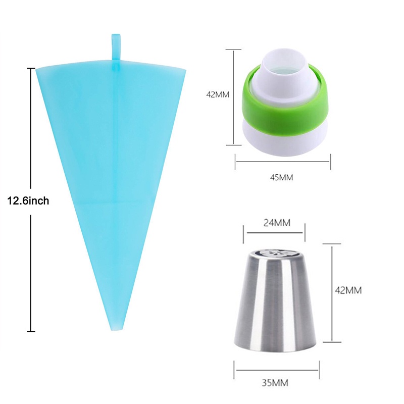 Bộ túi bắt kem silicon + 24 đầu vòi phun kem trang trí bánh