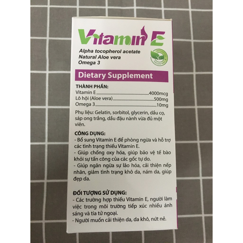 Vitamin E kèm lô hội, Omega 3 giúp đẹp da, chống oxy hóa. Vỉ 10 viên | BigBuy360 - bigbuy360.vn
