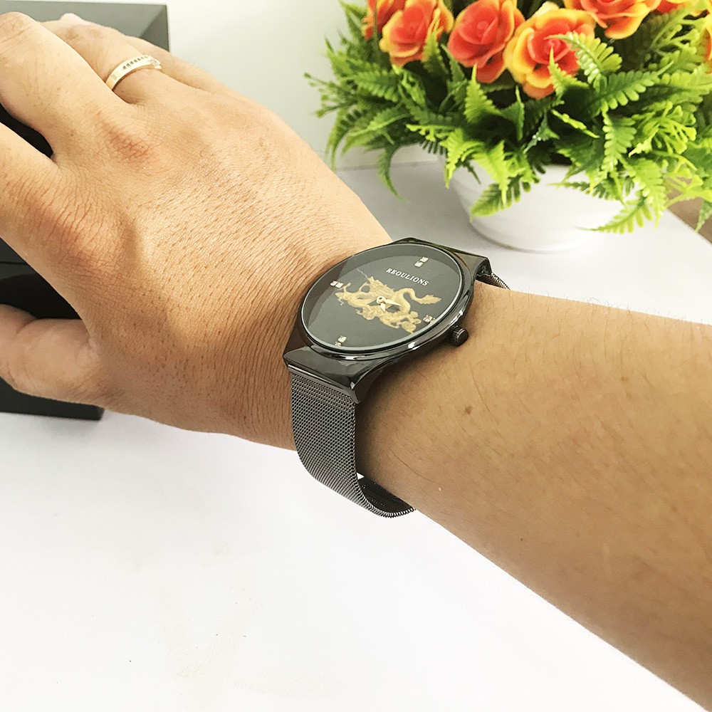 (FULL BOX) Đồng Hồ Nam Mặt Rồng REOULIONS Dây Thép mành Phiên Bản Doanh Nhân + Hộp và pin cao cấp | BigBuy360 - bigbuy360.vn