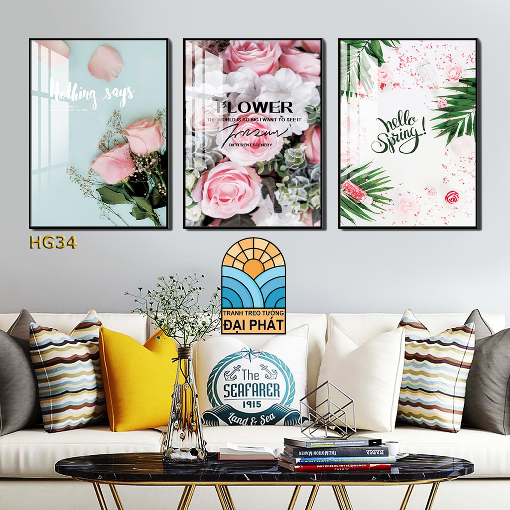 Bộ 3 tấm tranh tráng gương cao cấp có kèm khung