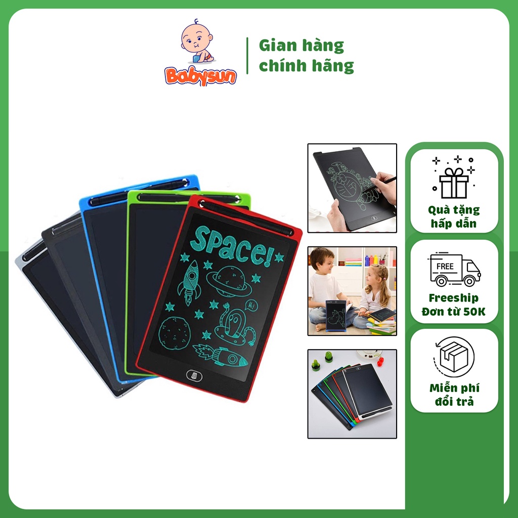 Bảng vẽ điện tử, bảng viết tự xoá LCD thông minh 8.5 inch cho bé, dụng cụ học tập cho trẻ
