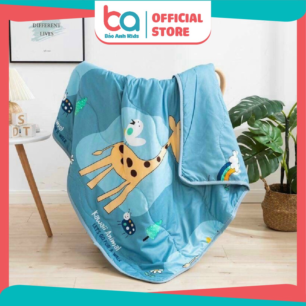 Chăn Đũi Cotton Cho Bé Họa Tiết Hoạt Hình Đáng Yêu Siêu Mềm Thoáng Mát, Nhẹ Kích Thước 1.1x1.5m