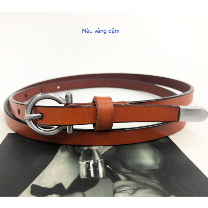 Dây lưng nữ bản nhỏ , da thật, khóa tròn