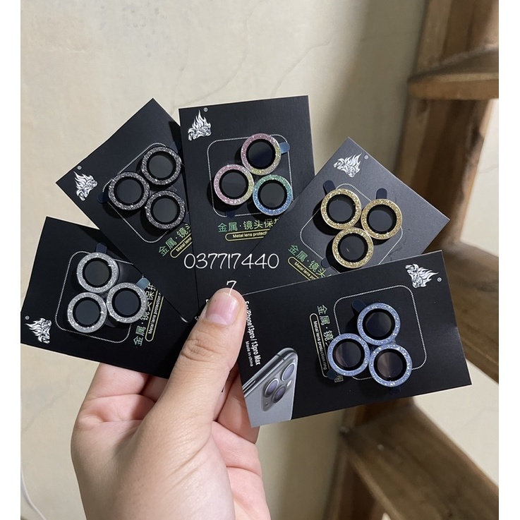 Bộ 3 mắt dán bảo vệ camera nhũ kim cương iPhone 13 Mini, 13, 13 Pro, 13 Pro Max siêu lấp lánh cực đẹp