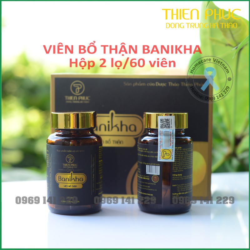 Viên đông trùng hạ thảo bổ thận BANIKHA, hộp 2 lọ 60 viên, đặc biệt tốt cho nam giới