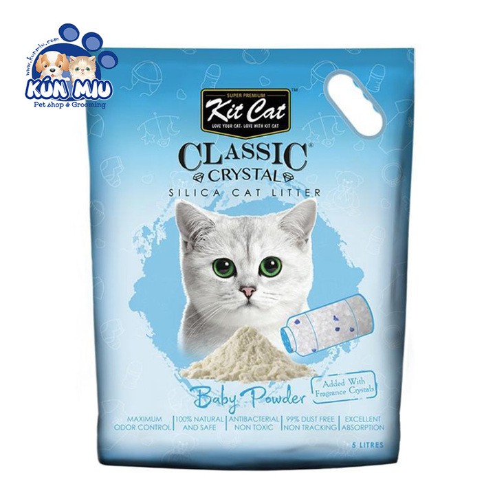 Cát thủy tinh cho mèo KitCat Màu xanh dương - Cát vệ sinh Kitcat hương phấn trẻ em