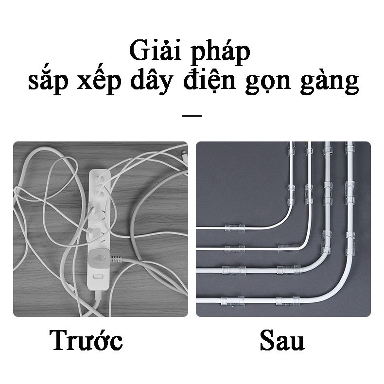 Vỉ 16 - Nẹp Dán Tường Loại To Giữ Dây Điện, Dây Cáp Trong Văn Phòng, Gia Đình, Tiện Dụng. TakyHome 5734