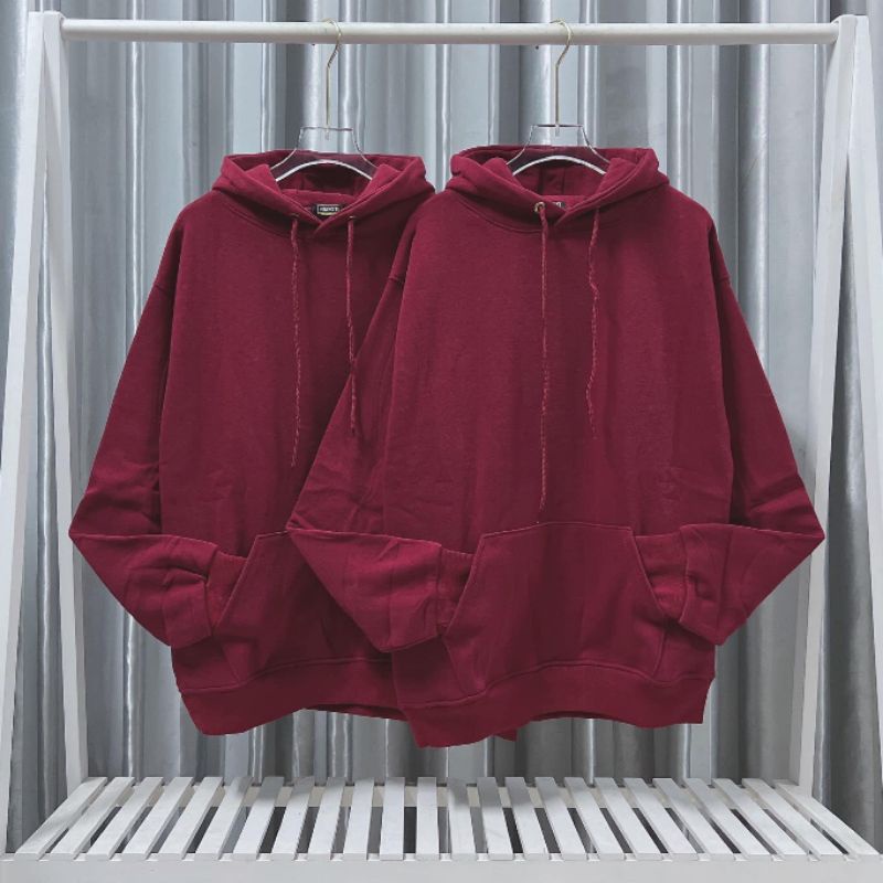 Áo hoodie màu đỏ đô trơn