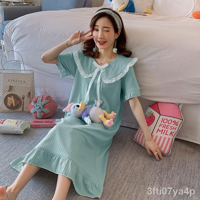 tất cả quần áo ngủ bằng cotton phụ nữ thuần khiết ngắn tay ngọt ngào và đáng yêu váy cung điện phong cách công c