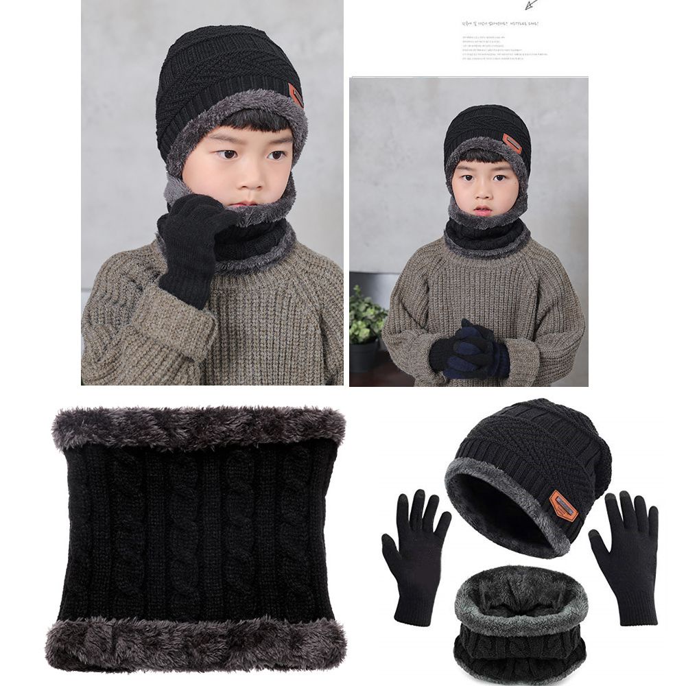 Set Mũ beanie + Khăn Choàng Cổ + Găng Tay + Khăn Choàng Cổ Dệt Kim 3 Trong 1 Có Thể Sử Dụng Màn Hình Cảm Ứng Cho Nam Nữ