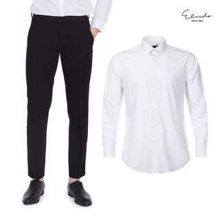 Combo quần âu đen và áo sơ mi nam trắng cao cấp phong cách công sở ELNIDO