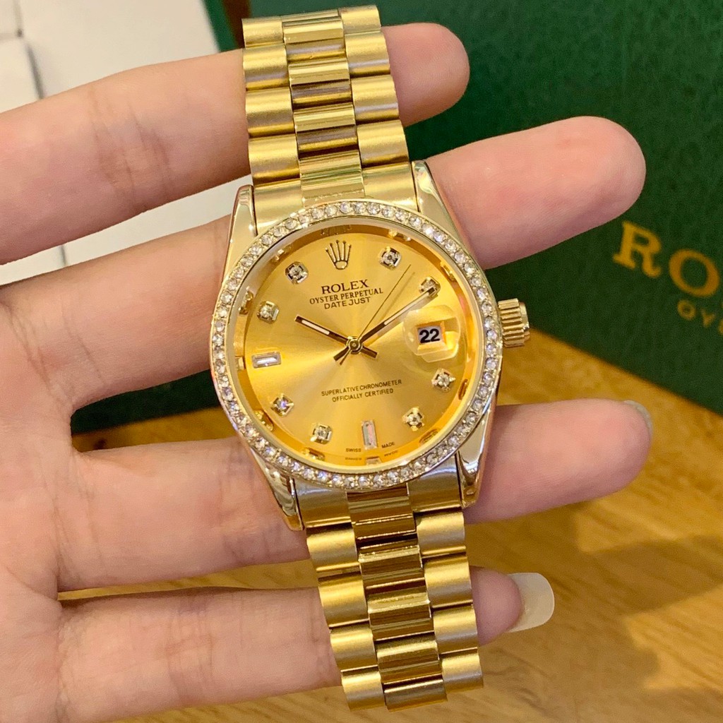 Đồng hồ nam Rolex - viền đá dây kim loại chống nước - DH501 Shop450