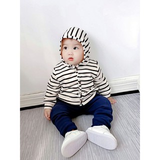 áo khoác kẻ lót nỉ cho bé