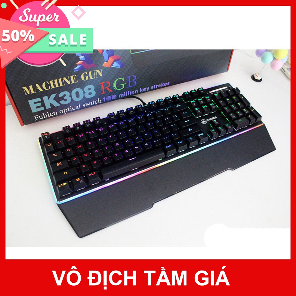 Bàn phím cơ Edra EK308 Led RGB - Có Kê tay - Blue switch - Led viền - Chống nước - BH 24 tháng