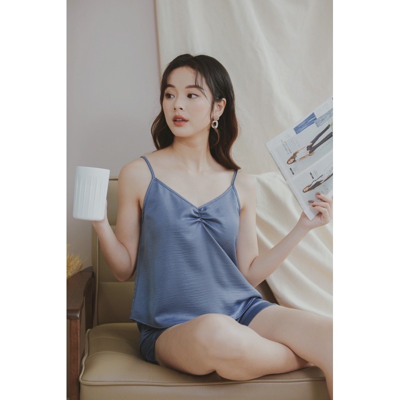 Bộ 2 dây mặc nhà MOMOJAMA chất liệu lụa gân - 6 màu trơn - M2783 | BigBuy360 - bigbuy360.vn